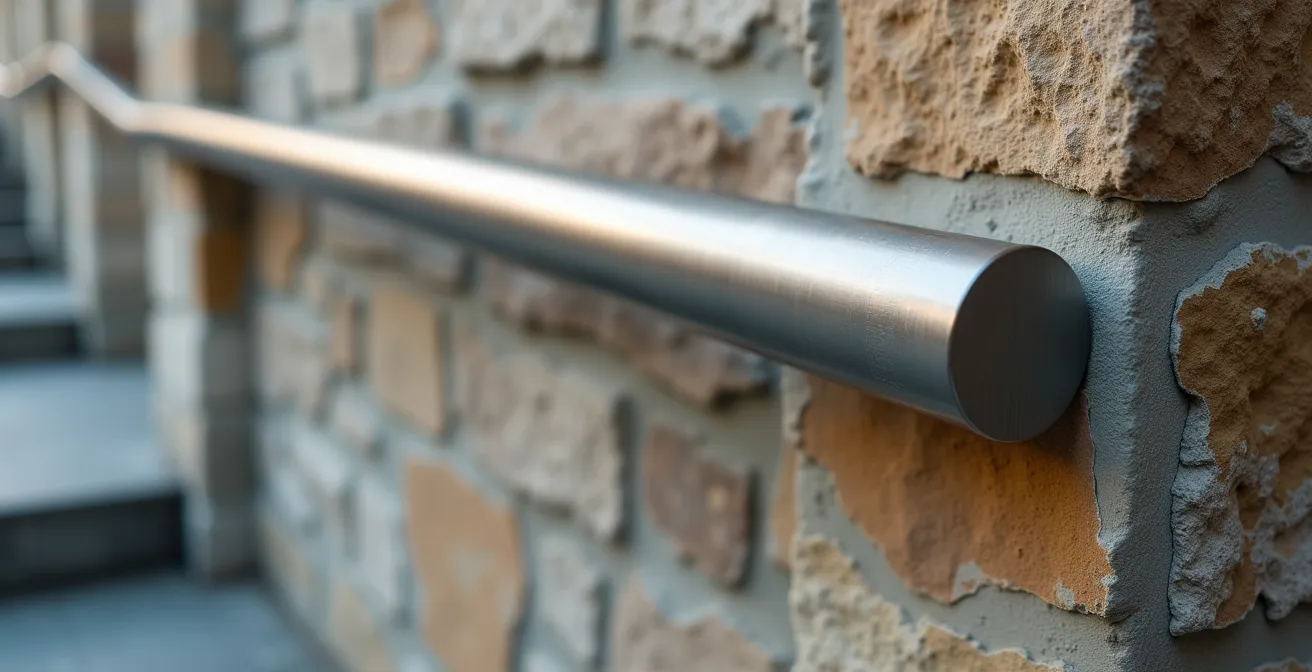 Détail architectural d'une maison ancienne avec rampe d'accès intégrée harmonieusement